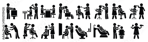 pack of hair salon glyph icons 