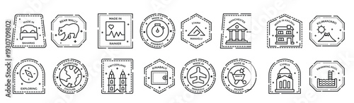 pack of ticket and postage stamps icons 
