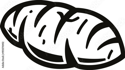 A stylized illustration features two overlapping forms with bold black outlines and interior lines