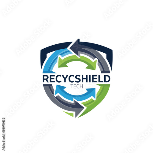 Free Download Circular arrows shield logo for sustainable security and recycling data Recycshield Tech - GFXLoad