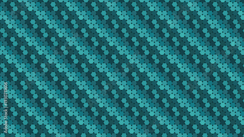 Abstract seamless geometric background featuring a diagonal pattern of varying teal and turquoise hexagons perfect for modern tech wallpaper and digital mosaic design