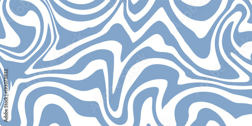Trendy abstract seamless background featuring thick, undulating, flowing lines or organic shapes in pastel blue and white.Vector illustration