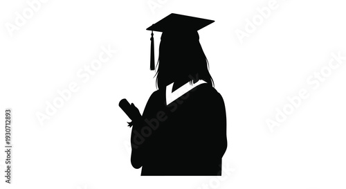 A graduate with diploma in hand viewed from behind showcasing academic achievement and future prospects silhouette high quality professional detailed modern