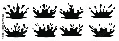 liquid splash silhouettes set isolated flat illustration