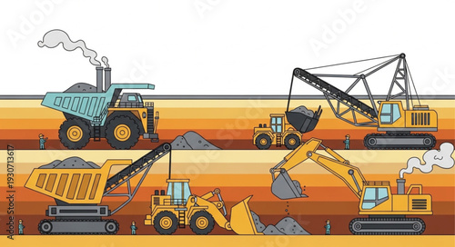 Heavy Machinery at Work Site.