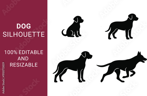 Cute Puppy and Dog Life Stages Silhouette Collection use able for Veterinary and Pet Care Branding