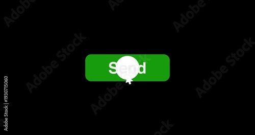 Button Click or press send button on transparent background. Click on send button with arrow cursor