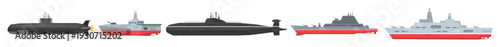  military boats and different type of naval combat ship set 