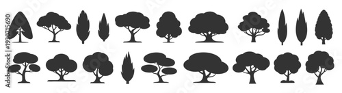  set of different trees isolated on white background for 