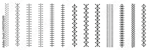 set of decorative vertical stitching patterns for design