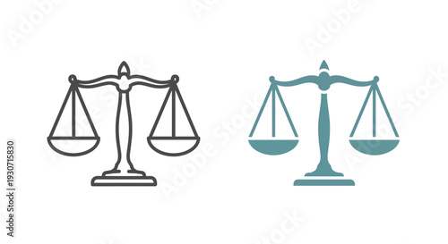 Scales of justice depicted in contrasting colors a striking silhouette