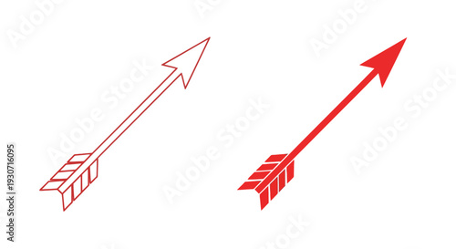 Two red arrows pointing upwards a minimalist graphic silhouette