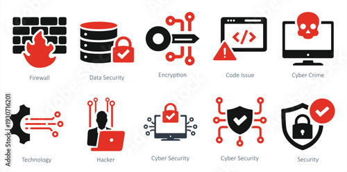 set of cyber security icons as cyber security