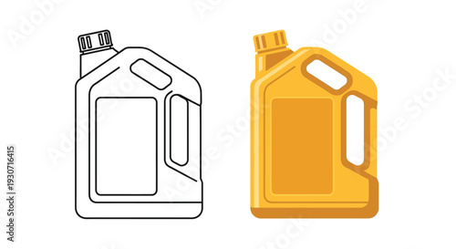 Two oil containers one outlined and one colored a contrasting silhouette