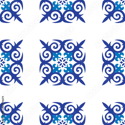 Ethnic background. Mediterranean seamless  wallpaper. Talavera pattern. Azulejos portugal. Turkish ornament. Moroccan tile mosaic. Ceramic tableware, folk print. Spanish pottery. 