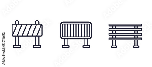 barrier, barricade line icons on white