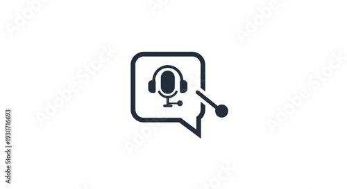 Headset microphone chat icon symbol.