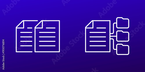 file copies icon, duplicates and file management line design