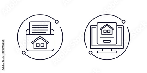 house project icons, line design on white