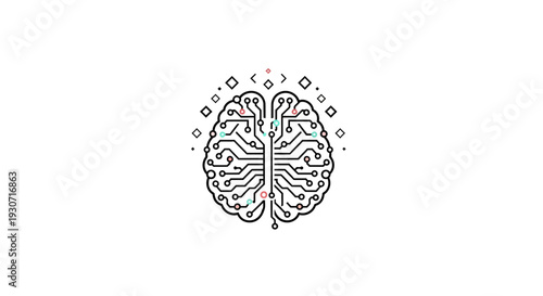 Human Brain Illustration with Sparks.