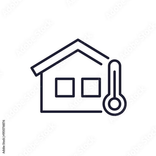 house temperature line icon on white
