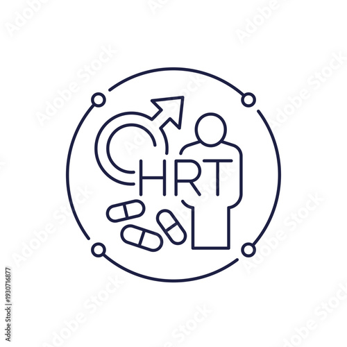HRT icon, hormone replacement therapy line design