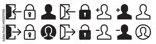  professional user and account icon set for modern interface