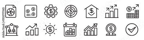 profit growth efficiency icon set editable stroke outline