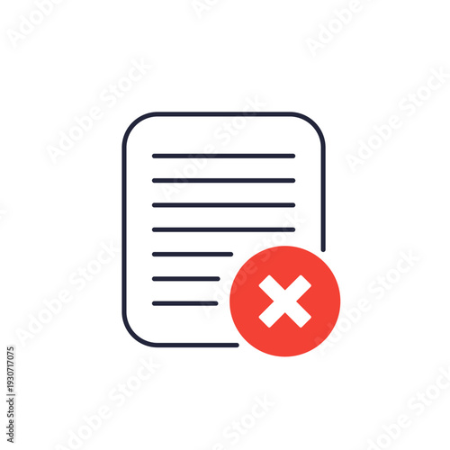 rejected document icon on white