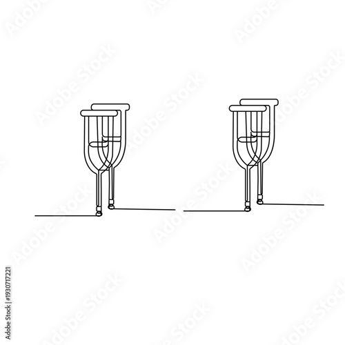 Continuous line drawing of a medical crutch for rehabilitation and recovery

