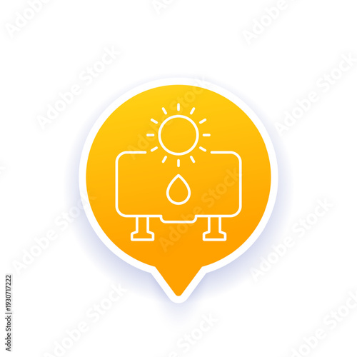solar water heater tank icon, line design