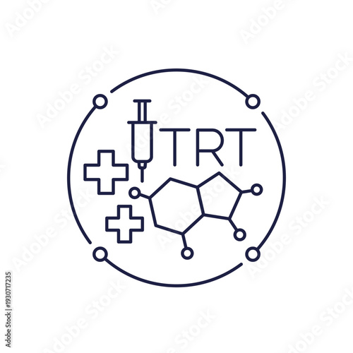 TRT, testosterone therapy icon in line design