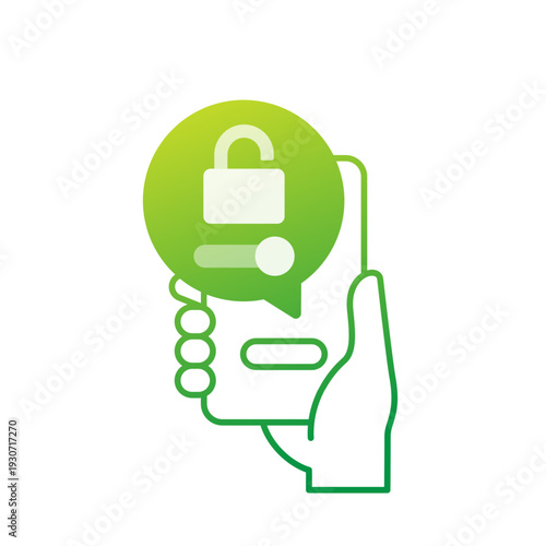 unlock icon with a smart phone in hand