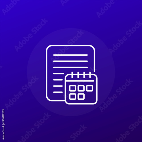 waiting list icon with calendar, line design