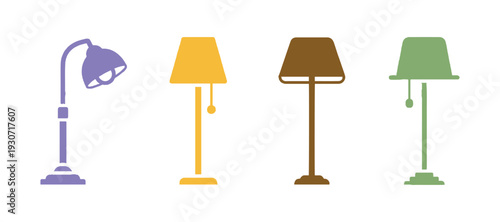 Four standing lamp icons, a design element that works well for websites, print, or apps on a white surface.