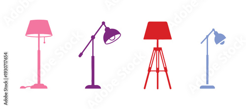 A set of 4 standing lamp icons, perfect for websites, print designs, or apps on a white background.