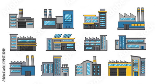 Industrial Buildings and Factories Illustration.