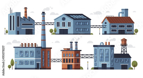 Industrial Buildings and Factories Illustration.