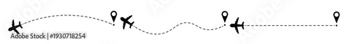 Art & Illustratioairplane flight path with location marker