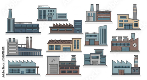 Industrial Buildings and Factories Illustration.