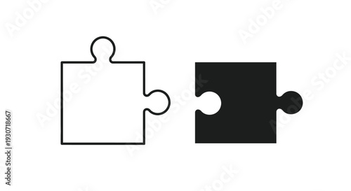 Two puzzle pieces one white and one black shown as a silhouette