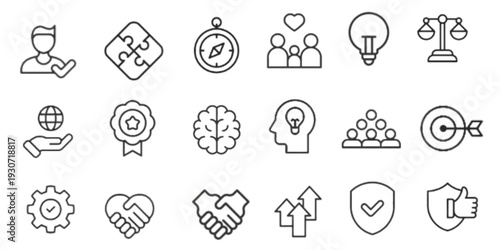 Core Values Thin Line Icons Pack