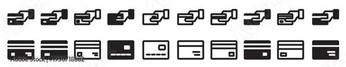 payment and credit card icons line and solid style for