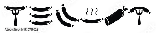sausage icon set on white background