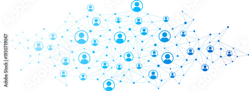 Online Business Communication Connecting People in Global Network. Social Network Community. Isolated on Transparent Background