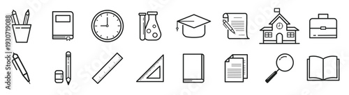  school and education icons set illustration isolated