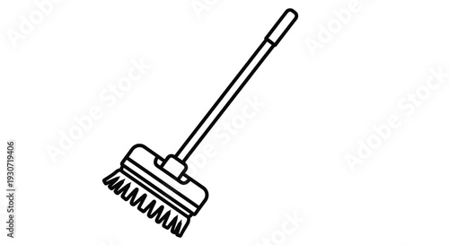 Simple black outline of a floor broom minimalist style silhouette