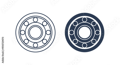 Two circular bearing designs presented as a dark silhouette