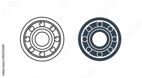 Two bearing illustrations one outlined and one filled in a graphic silhouette
