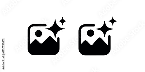 Two icons representing image editing and enhancement with sparkles